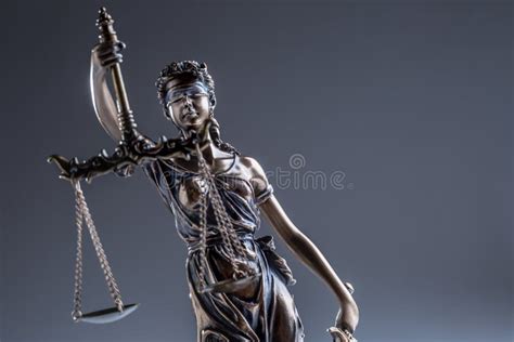 Statute Of Justice Bronze Statue Lady Justice Holding Scales An Stock