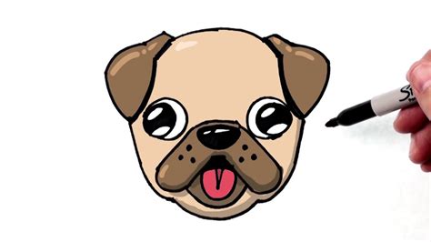 Dog face drawing at paintingvalley com explore collection. How to Draw a Cute Dog Emoji Pug for Beginners Step by ...