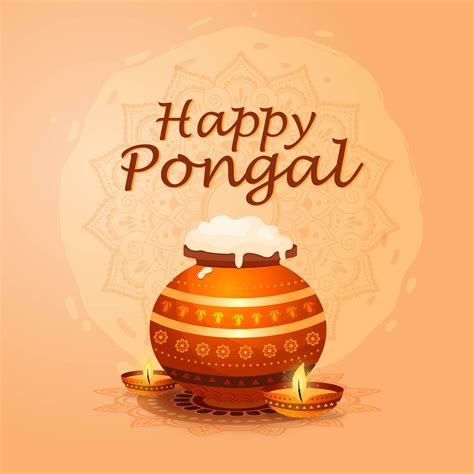 Happy Pongal South Indian Harvesting Festival Greeting Card Background