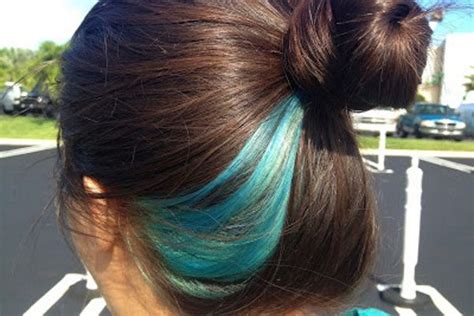 14 Beautiful Blue Hair Streaks For Women Blue Hair Streaks Peekaboo