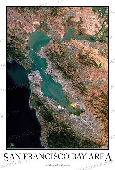 San Francisco Bay Area Satellite Map Print Aerial Image Poster