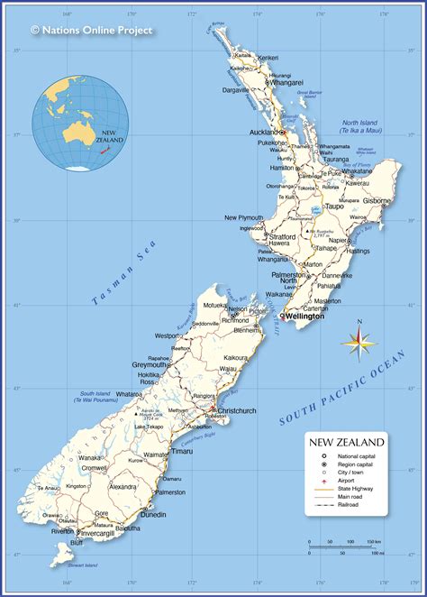 Mapa Politico De Nueva Zelanda