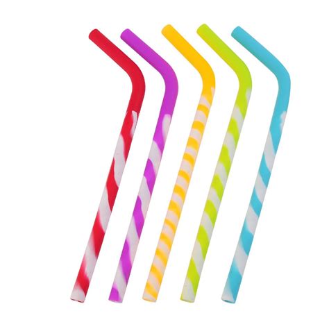 silicone straws 8 pack assorted color reusable drinking straws set extra long flexible smoothies
