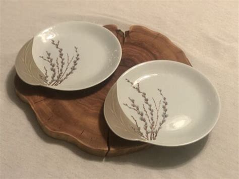 Set Of 2 Willard George Canonsburg Pussy Willow Side Plates