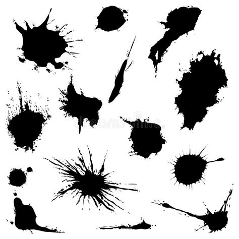 Vector Set Of Black Ink Spots Stock Vector Illustration Of Shape