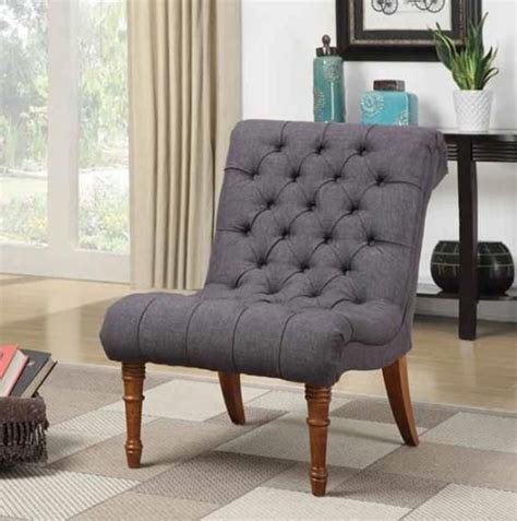 Complemented by dark wooden legs, this chair has a sleek contemporary look that's perfectly suited. Charcoal Grey Tufted Armless Chair | Accent chairs, Tufted ...