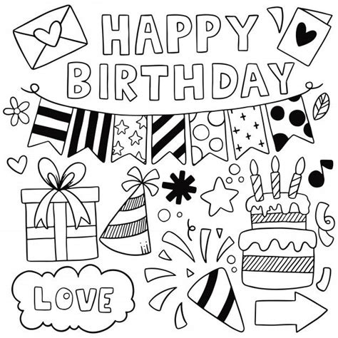 Premium Vector Hand Drawn Party Doodle Happy Birthday Happy Birthday Drawings Birthday