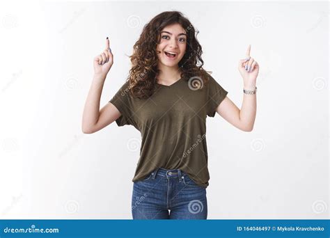 Excited Cute Energized Young Creative Georgian Girl With Curly Hair