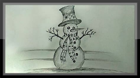 Christmas Drawing Snowman Image Drawing In Pencil Easy
