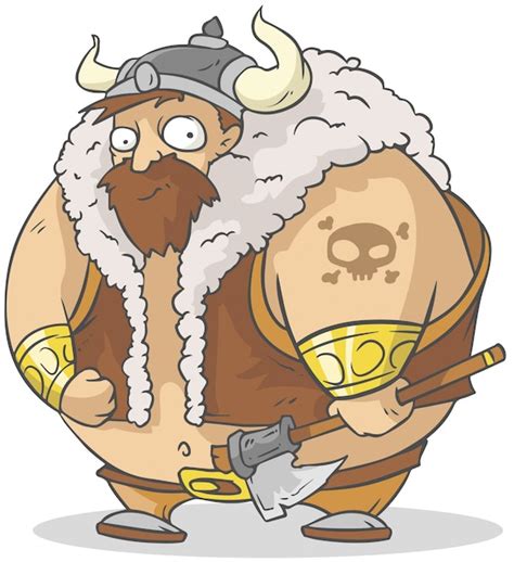 Divertidos Dibujos Animados Vikingo Grande Con Hacha Vector Premium