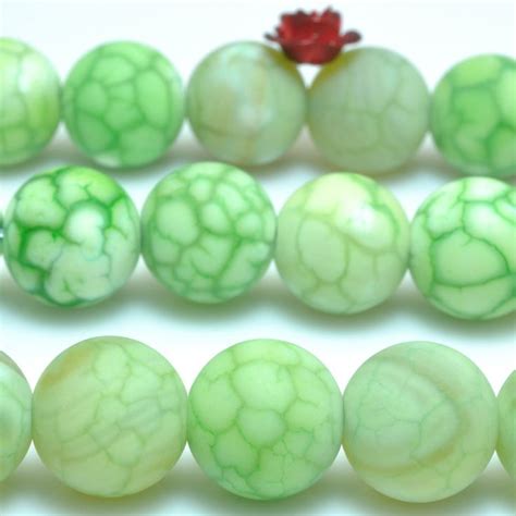 Yesbeads Green Fire Agate Matte Round Loose Beads Gemstone Wholesale