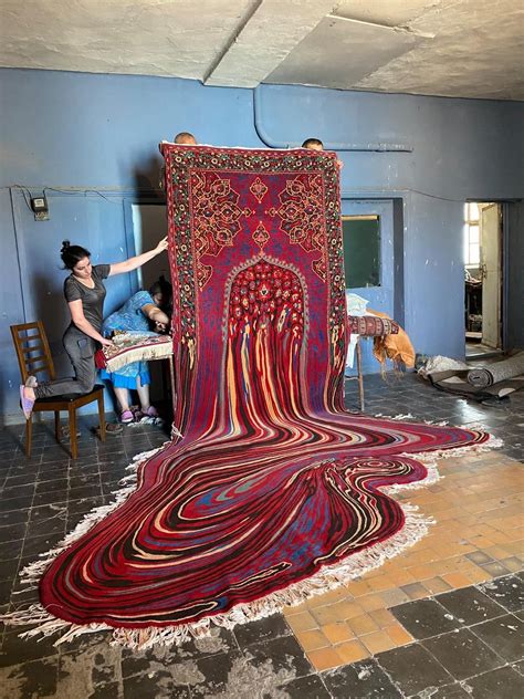 A Staggering Sculptural Rug By Artist Faig Ahmed Pours Into An