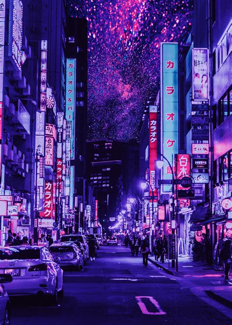 Wall Art Print Neon Night City In Japan Europosters