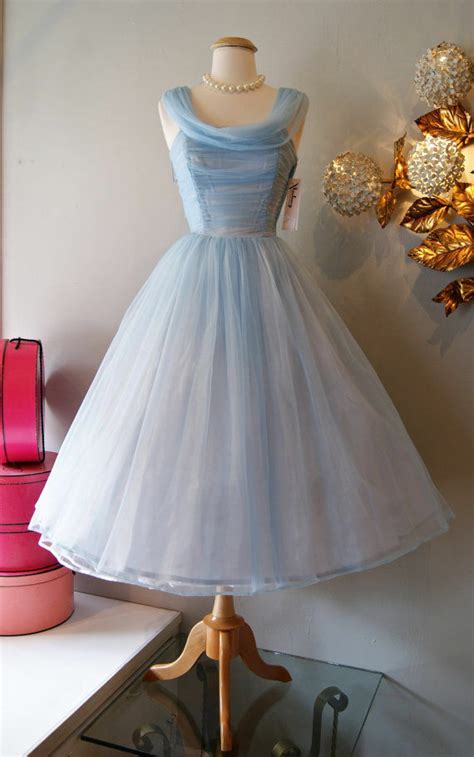 Vintage 1950s Short Prom Dresses Tea Length Mini Cinderella Blue Party