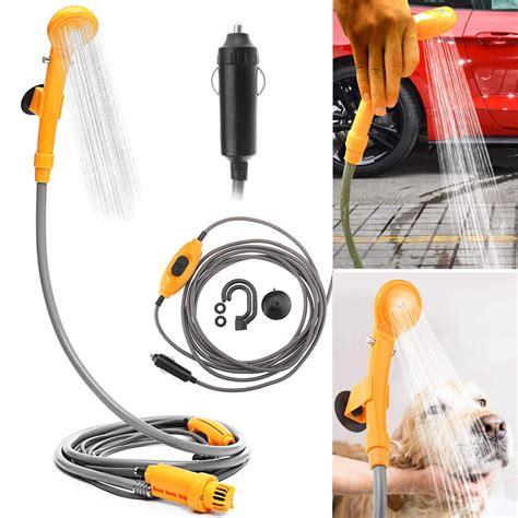 Portable Outdoor Camping Shower Kit 12v Automobile Showers With Water Pump 5 Meter Cable