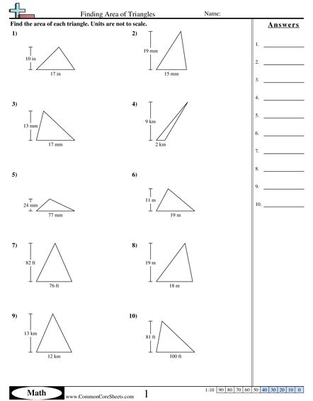 Area And Perimeter Worksheets Area Of Triangles Base And Height