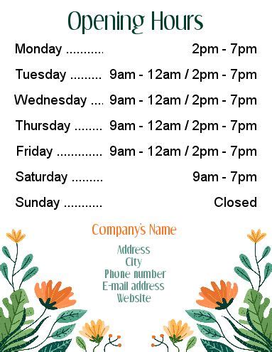 Fred means to send lucy flowers under ricky's name, in a futile attempt to patch up. Poster Shop Opening Hours Florist Flower template (card 3615)