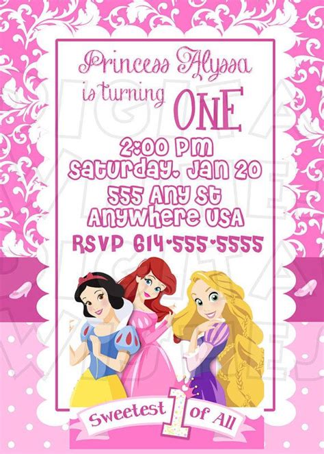 Diy Printable Disney Princess 1st Birthday By Digitalwishes 1st