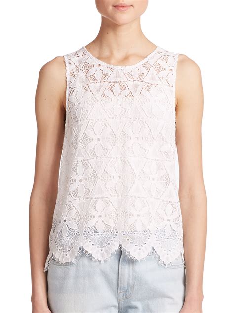 Frame Le Lace Tank Top In White Lyst