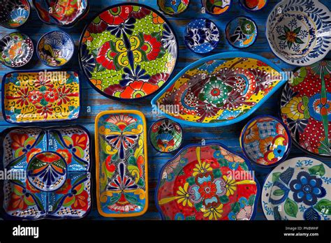 Mexican Pottery Talavera Style Of Puebla In Mexico Stock Photo Alamy