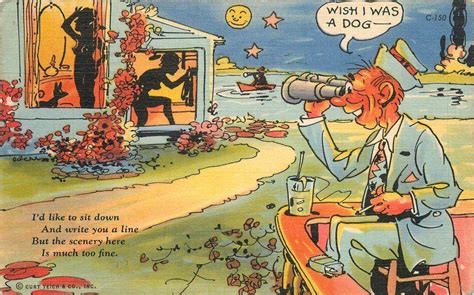 Comic Sexy Humor Risque Silhouette 1941 Ray Walters Teich Linen Postcard 7874 Topics