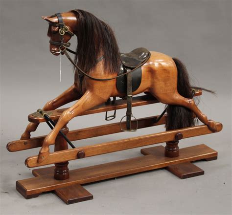 A Modern Carved Wooden Rocking Horse By Harold Wakefield Of Boston
