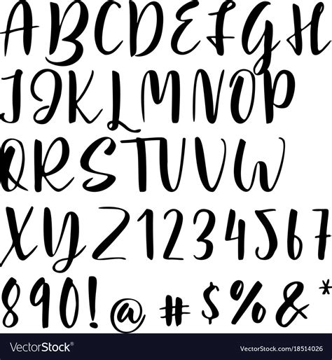 Handwritten Calligraphy Font Alphabet Royalty Free Vector