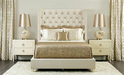 Furniture placement in bay window. Champagne dream Salon upholstered bed - Traditional ...