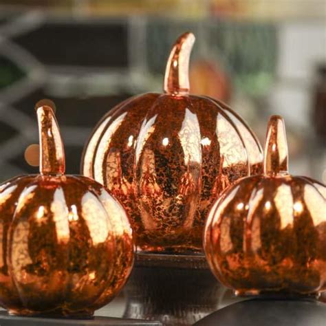 Mercury Glass Pumpkins - Decorative Accents - Primitive Decor - Factory