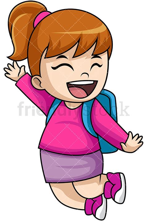 Happy Girl School Student Cartoon Vector Clipart Friendlystock