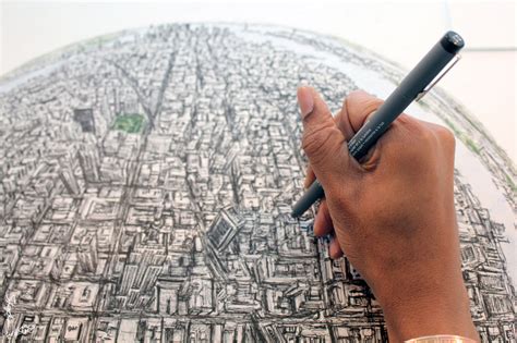 New york city outline skyline, nyc line silhouette, usa tourist and travel vector concept. Drawing Globe of New York - Stephen Wiltshire Image ...