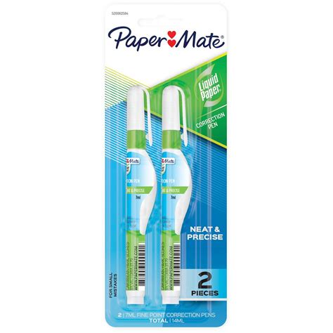 Paper Mate Liquid Paper White Out Correction Pens 7ml 2 Pack Woolworths