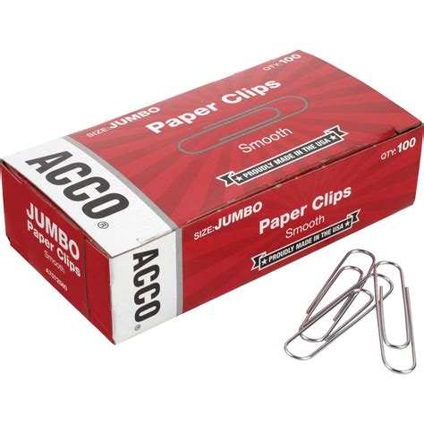Acco Economy Jumbo Smooth Paper Clips Grand And Toy