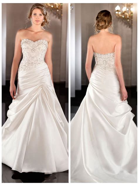 soft silk sweetheart a line wedding dress with beaded bodice ruched waist 2450013 weddbook