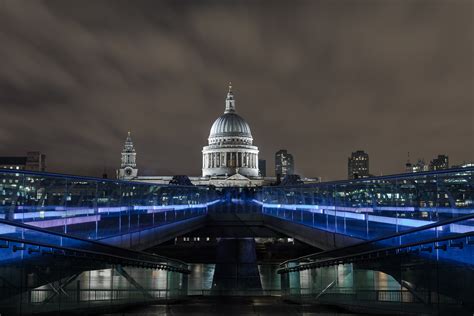 Wallpaper Millenium Bridge London England Tourism Travel Night