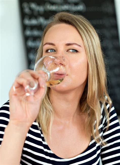 Woman Is Drinking Wine Stock Image Image Of Holiday