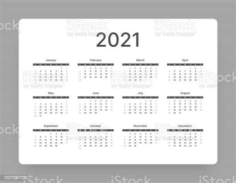 Ilustración De Calendario Para El Año 2021 La Semana Comienza El Domingo Y Más Vectores Libres