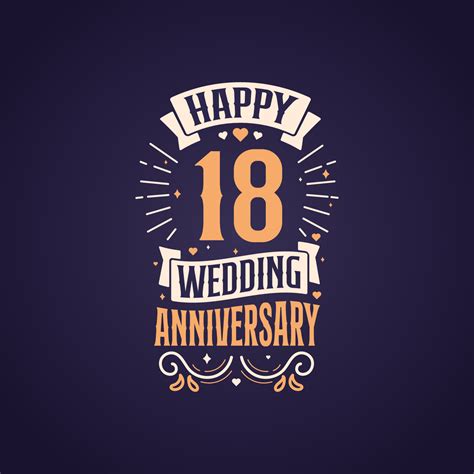 Happy 18th Wedding Anniversary Quote Lettering Design 18 Years