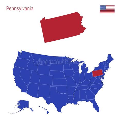 El Estado De Pensilvania Se Destaca En Rojo Mapa Vectorial De Estados