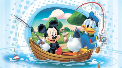 Mickey Mouse And Donald Duck Fishing With Boat Disney