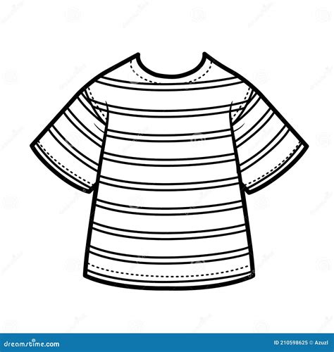 Camiseta Rayada Para Niño Contorno Para Colorear En Un Blanco