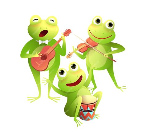 Premium Vector Funny Frogs Concert Singing And Playing Musical
