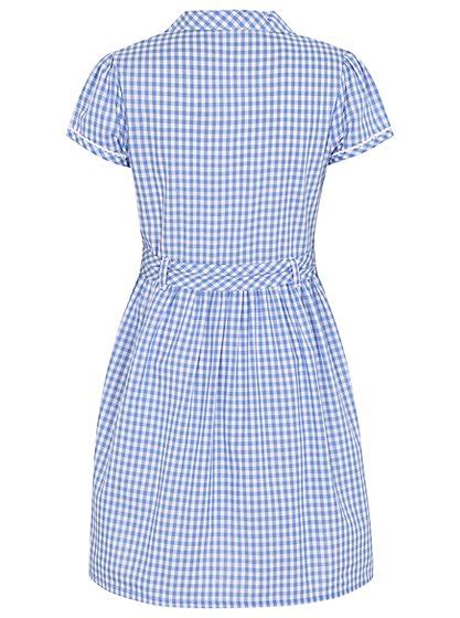 Girls Light Blue Gingham School Dress School George