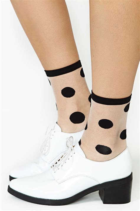 Nasty Gal Hansel From Basel Clear Spot Ankle Socks In White Lyst