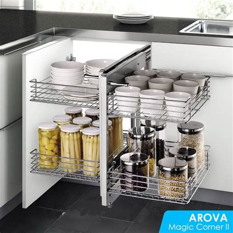 Another incredible advancement in corner solutions this soft stop magic corner enables easy access to all items stored within your blind corner cabinet. Details about Magic Corner Pantry II Wire Basket Pull Out Swivel Carousel Kitchen Lazy Susan ...