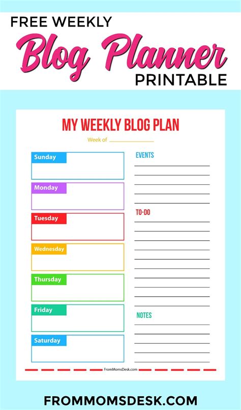 Free Weekly Blog Planner Printable Blog Planner Printable Blog