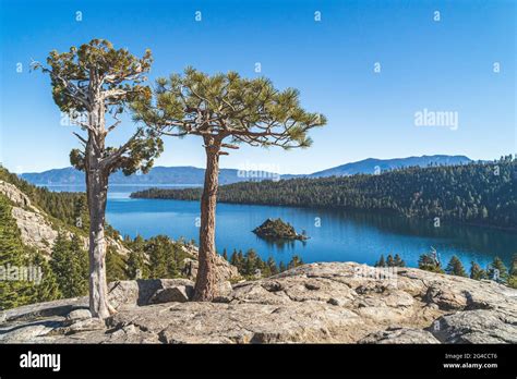 Epic View Overlooking Emerald Bay Lake Tahoe California Stock Photo