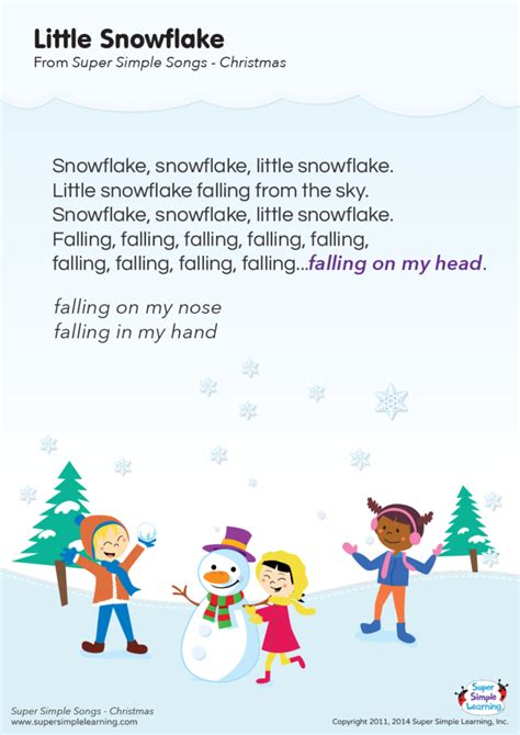 Little Snowflake Lyrics Poster Super Simple