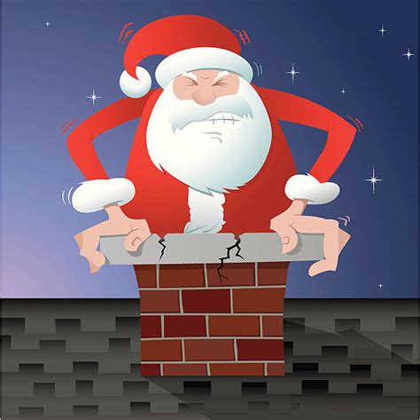 Santa Stuck In Chimney Illustrations Royalty Free Vector Graphics