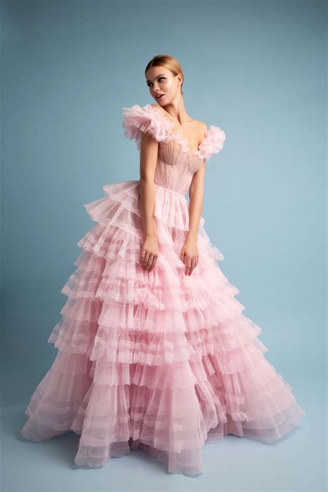 Pale Pink Tulle Ballgown Evening Dresses Tulle Dress Gowns